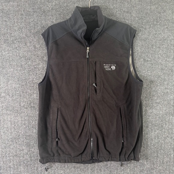 Mountain Hardwear Mens L Fleece Vest Black Full Zip Outdoor Hiking Gorpcore - Picture 1 of 10